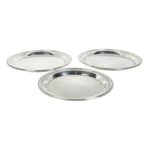 TRES BANDEJAS CIRCULARES DE PLATA DEL ÚLTIMO TERCIO DEL S.XX