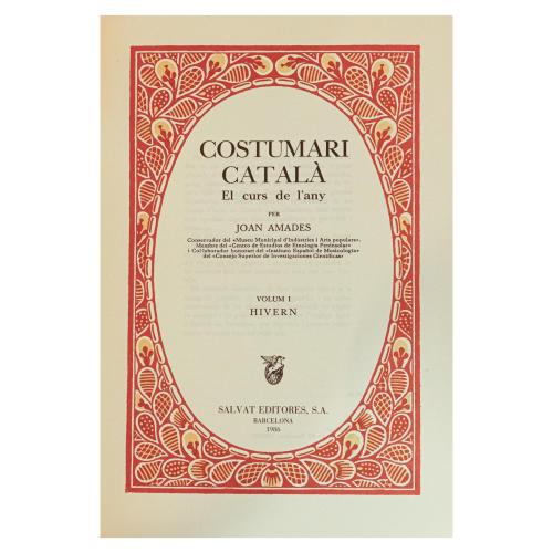COSTUMARI CATALÀ, EL CURS DE L'ANY