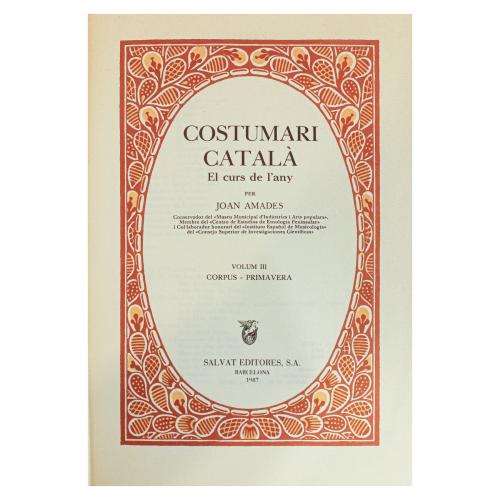 COSTUMARI CATALÀ, EL CURS DE L'ANY