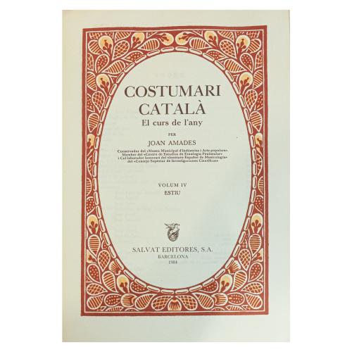 COSTUMARI CATALÀ, EL CURS DE L'ANY