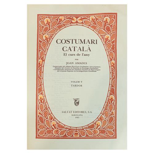 COSTUMARI CATALÀ, EL CURS DE L'ANY