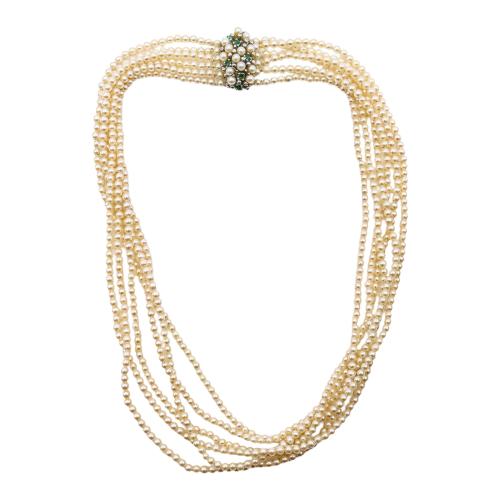 COLLAR GARGANTILLA CON PERLAS CULTIVADAS, AÑOS 60-70