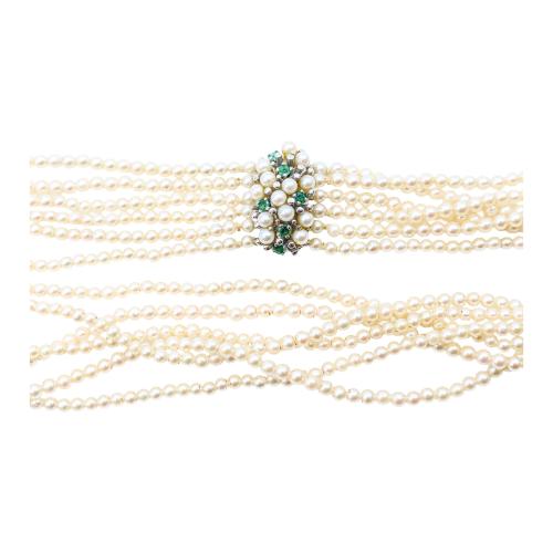 COLLAR GARGANTILLA CON PERLAS CULTIVADAS, AÑOS 60-70