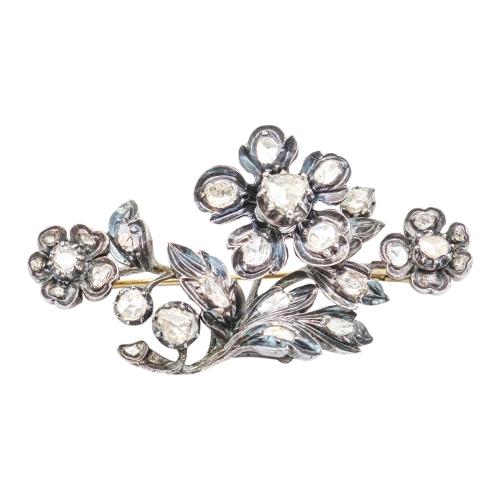 BROCHE FLORAL CON DIAMANTES DEL S.XIX