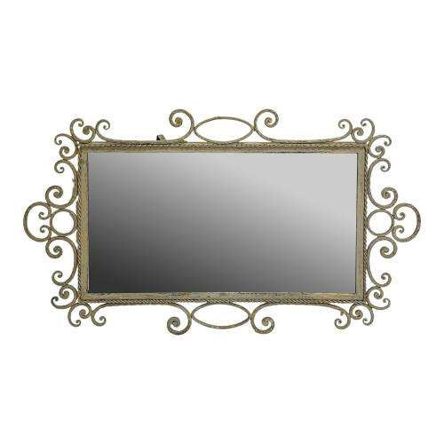 ESPEJO DE PARED DE HIERRO DE MEDIADOS DE SIGLO XX