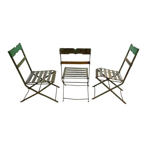 TRES SILLAS DE JARDIN PARA NIÑOS MEDIADOS DE SIGLO XX