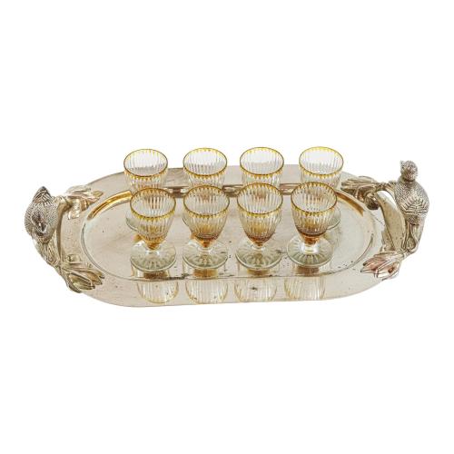 CONJUNTO DE 8 COPITAS DE LICOR DE MEDIADOS DEL S.XX