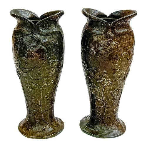 PAREJA DE JARRONES ART NOUVEAU DE PRINCIPIOS DEL S.XX