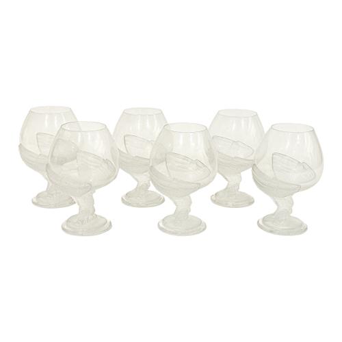 SEIS COPAS COGNAC CRISTAL MEDIADOS SIGLO XX