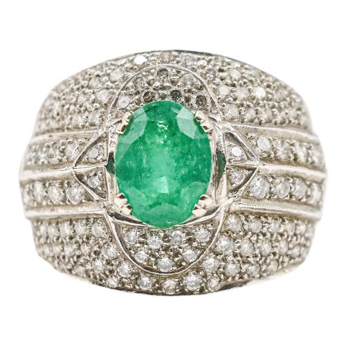 ANILLO CON ESMERALDA Y BRILLANTES