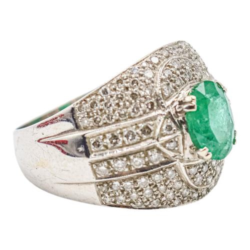 ANILLO CON ESMERALDA Y BRILLANTES