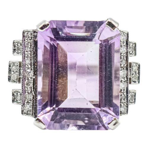 SORTIJA CON AMATISTA Y DIAMANTES
