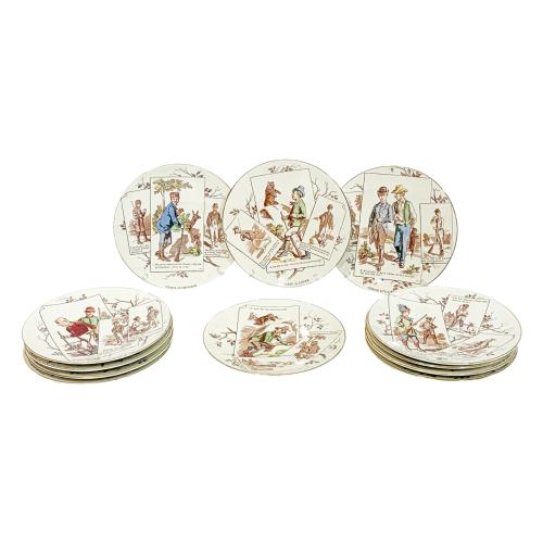 DOCE PLATOS DE LOZA SARREGUEMINES DE PRINCIPIOS DEL S.XX