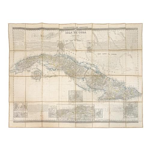 MAPA DE CUBA DESPLEGABLE DE MEDIADOS DE SIGLO XIX