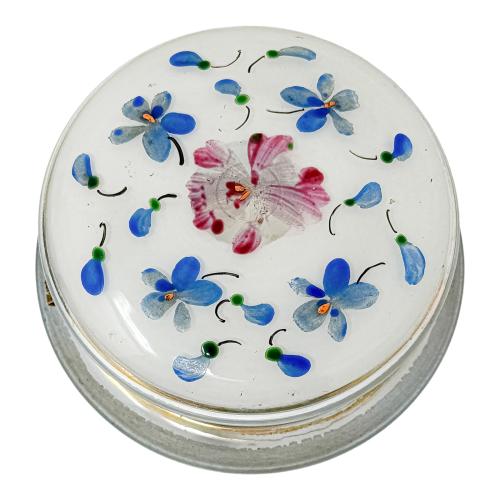 CAJA DE CRISTAL CON DECORACIÓN ESMALTADA