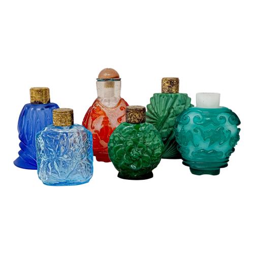 CONJUNTO DE SEIS FRASQUITOS PERFUMEROS PRINCIPIOS SIGLO XX