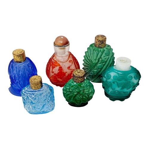 CONJUNTO DE SEIS FRASQUITOS PERFUMEROS PRINCIPIOS SIGLO XX