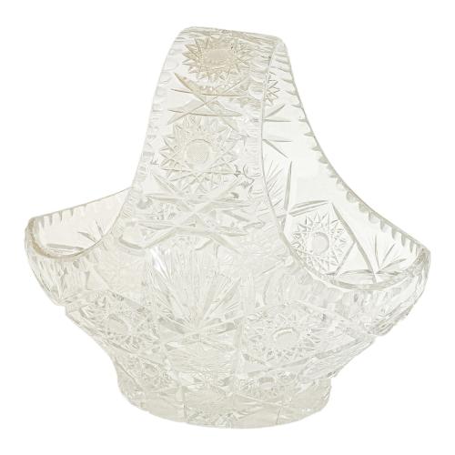 CESTO CENTRO DE MESA CRISTAL TALLADO, AÑOS 70