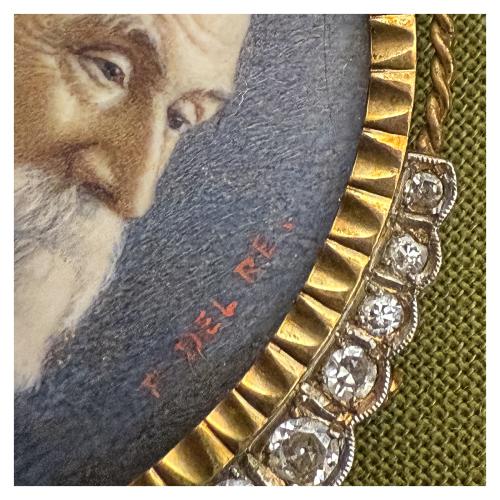 BROCHE CON MINIATURA Y DIAMANTES DE PPS. DEL S.XX