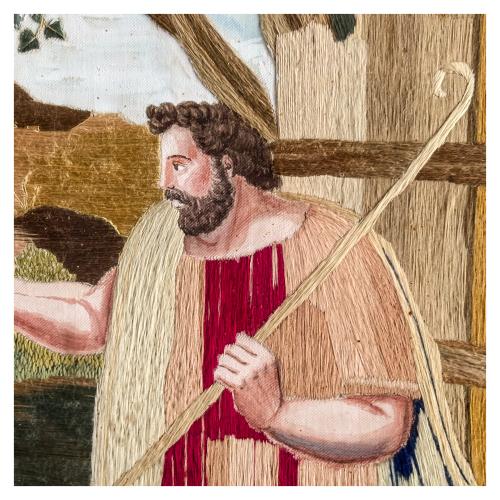 BORDADO SOBRE SEDA DEL SIGLO XIX