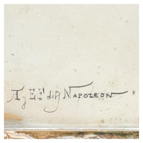 MARCO DE TALLA DORADA CON FOTO FIRMADA NAPOLEON