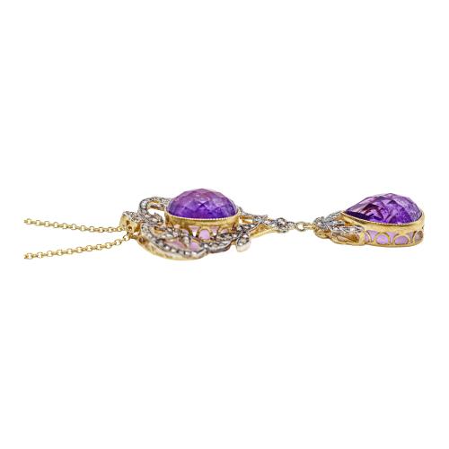 COLGANTE CON AMATISTAS Y DIAMANTES