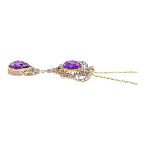 COLGANTE CON AMATISTAS Y DIAMANTES