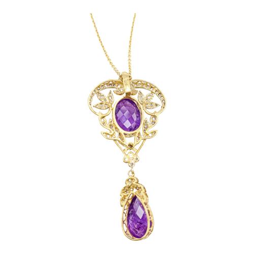 COLGANTE CON AMATISTAS Y DIAMANTES