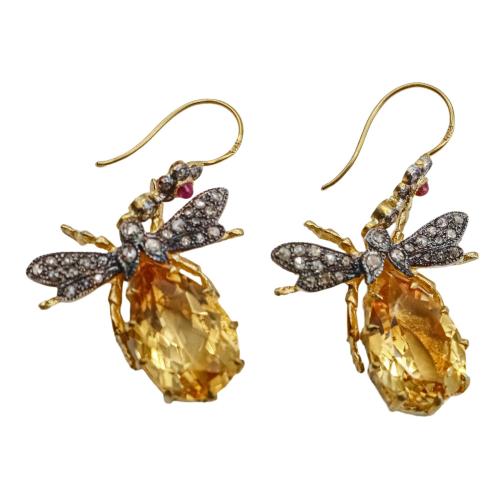 PENDIENTES LARGOS CON CITRINOS