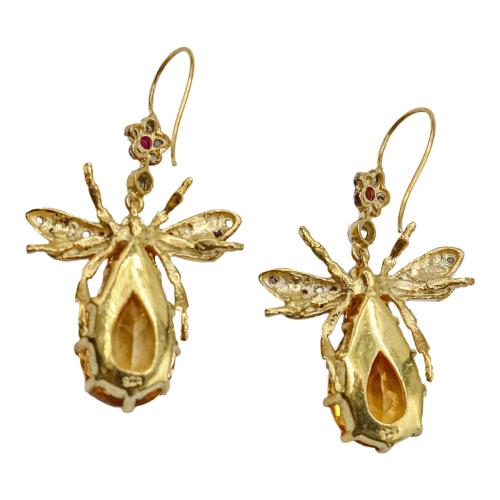 PENDIENTES LARGOS CON CITRINOS