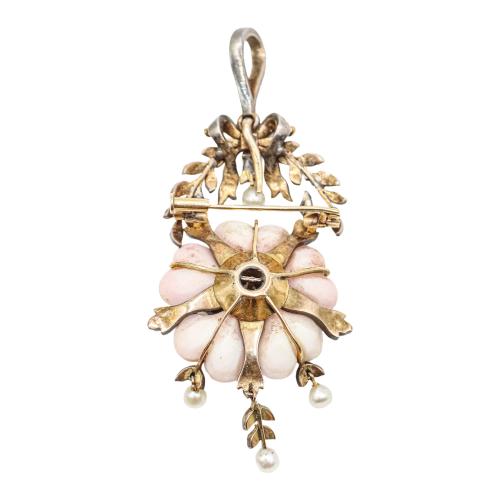 ADEREZO CON CORAL Y DIAMANTES DEL S.XIX