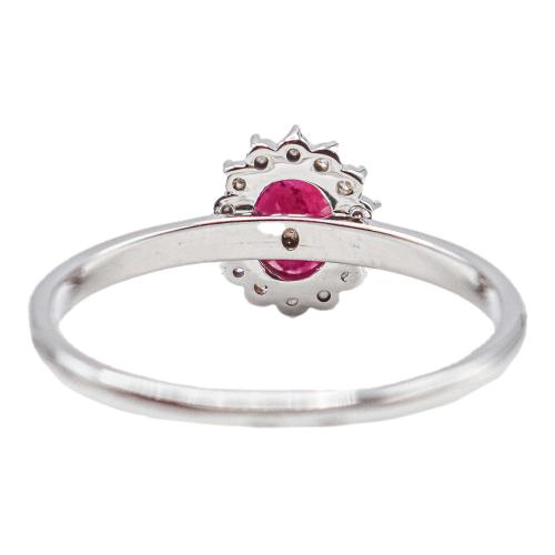 ANILLO ROSETON CON RUBÍ Y BRILLANTES