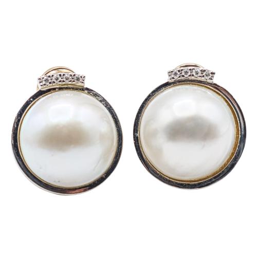 PENDIENTES CON PERLAS MABÉ Y BRILLANTES
