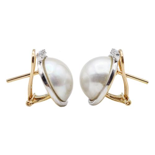 PENDIENTES CON PERLAS MABÉ Y BRILLANTES