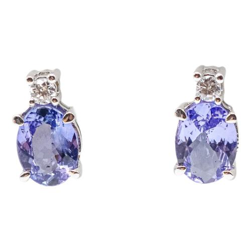 PENDIENTES CON TANZANITAS Y BRILLANTES