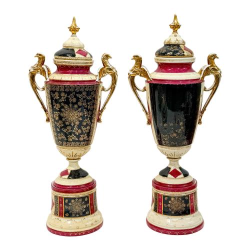 PAREJA DE JARRONES  PORCELANA AUSTRÍACA PRIMER CUARTO S. XX