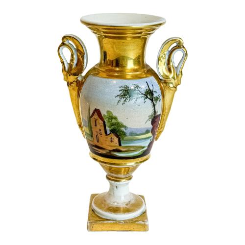 JARRÓN EN PORCELANA VIEJO PARIS DEL SIGLO XIX