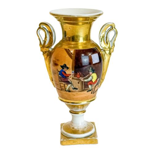 JARRÓN EN PORCELANA VIEJO PARIS DEL SIGLO XIX