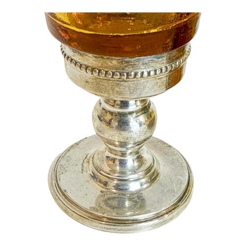 CONJUNTO DE VASOS EN CRISTAL COLOR ÁMBAR DE LOS AÑOS 70
