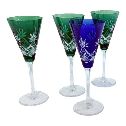 CONJUNTO DE CUATRO COPAS DE CRISTAL MEDIADOS DE SIGLO XX