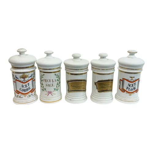 CONJUNTO DE TARROS DE FARMACIA DEL SIGLO XIX