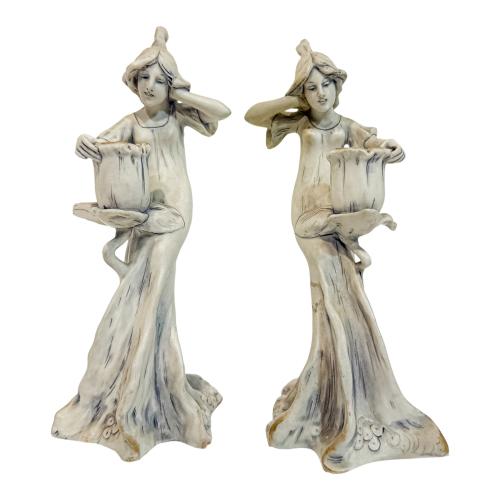 PAREJA DE CANDELEROS ART NOUVEAU DE PRINCIPIOS DE S. XX