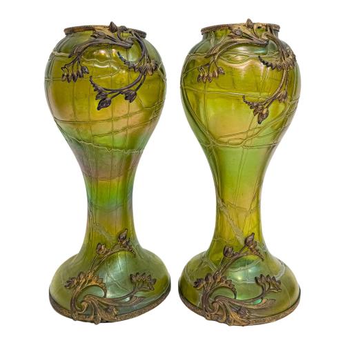 PAREJA DE JARRONES EN CRISTAL DE BOHEMIA DE PRINCIPIOS S.XX