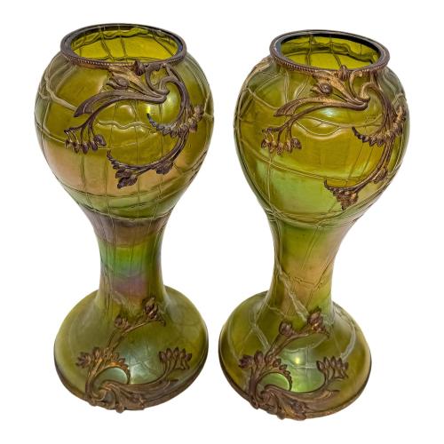 PAREJA DE JARRONES EN CRISTAL DE BOHEMIA DE PRINCIPIOS S.XX
