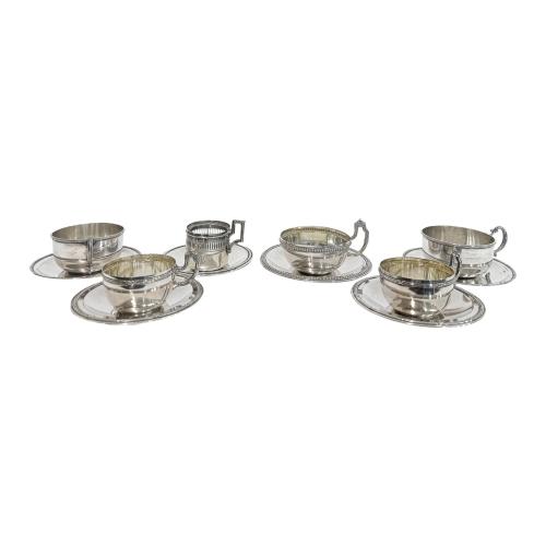 CINCO TAZAS Y SEIS PLATOS DE PLATA DE LOS AÑOS 40