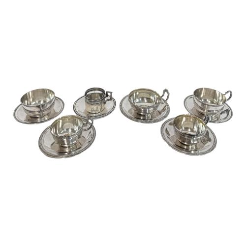 CINCO TAZAS Y SEIS PLATOS DE PLATA DE LOS AÑOS 40