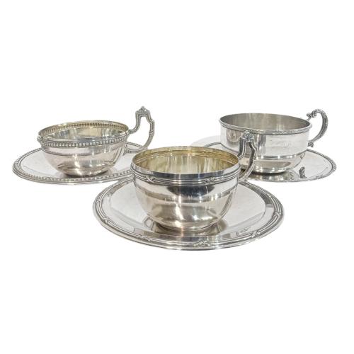 CINCO TAZAS Y SEIS PLATOS DE PLATA DE LOS AÑOS 40