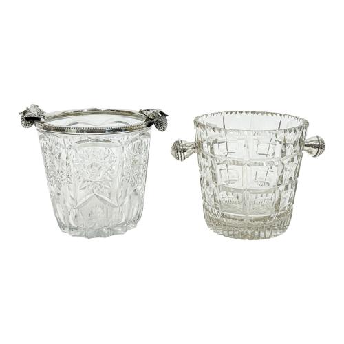DOS CUBITERAS DE CRISTAL Y PLATA DE MEDIADOS DE S. XX