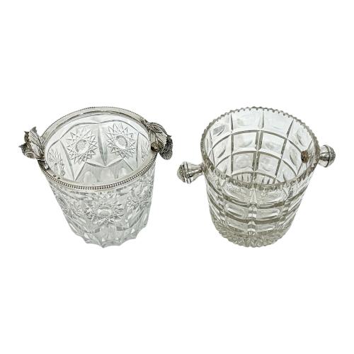 DOS CUBITERAS DE CRISTAL Y PLATA DE MEDIADOS DE S. XX