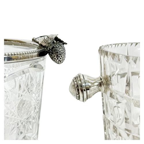 DOS CUBITERAS DE CRISTAL Y PLATA DE MEDIADOS DE S. XX